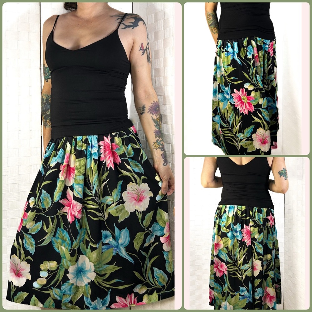 Alfred Dunner Vintage Tropical floral midi skirt (M)
